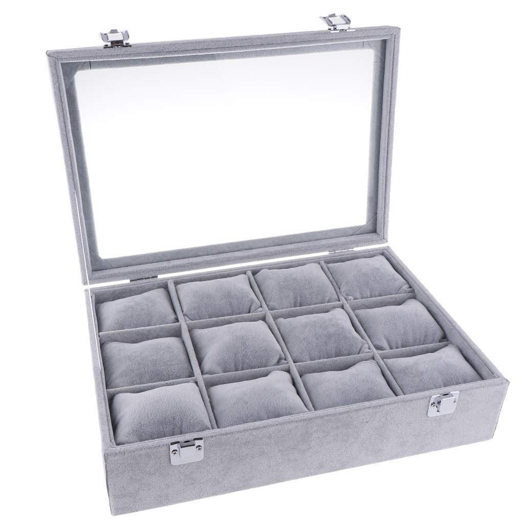 12-Slot Jewelry Organizer Box - Premium Watch Display Case with Bracelet Tray & Lid - Perfect for Jewelry Storage, Watch Collection, and Gift Presentation
