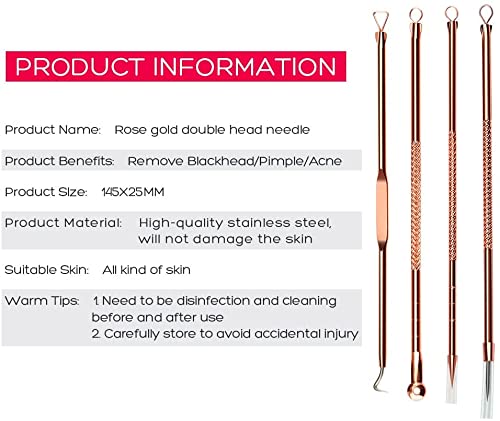 Professional Blackhead Remover Kit - Pimple & Blemish Extractor with Anti-Slip Handle, 4 Stainless Steel Needles & Storage Case for Acne Treatment - Perfect for Home Facial Care & Spa Days