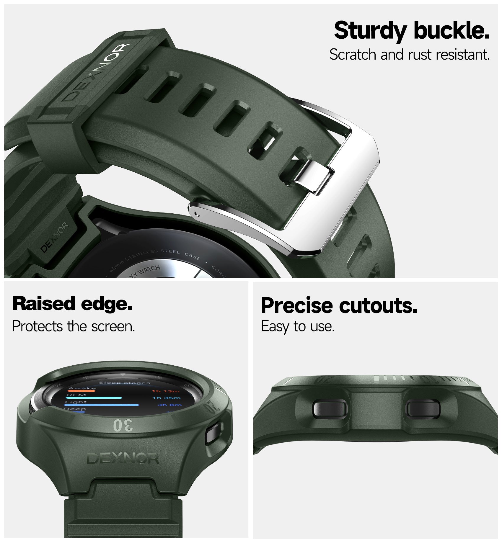 **Dexnor Rugged Shockproof Watch Case for Samsung Galaxy Watch 4 Classic 46mm (2021) - Full Body Bumper Protection with Raised Bezel - Perfect for Outdoor Sports, Hiking & Active Lifestyles**