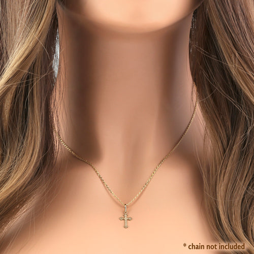 14K Solid Yellow Gold Vintage Cross Pendant Necklace - Religious Jewelry for Women, Perfect Gift for Baptism, Confirmation & Everyday Wear
