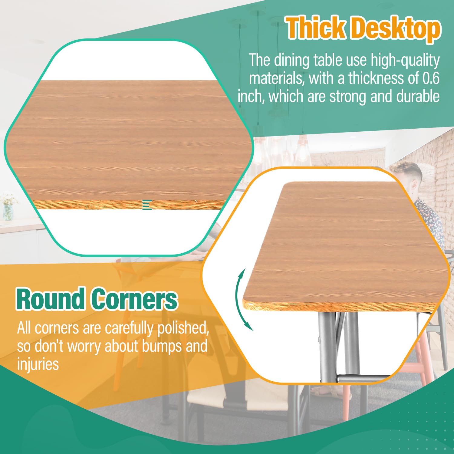 PayLessHere 5-Piece Wooden Dining Table Set with Metal Legs - Modern Rectangular Kitchen Table & 4 Chairs for Small Space, Breakfast Nook, Apartment Dining Room | Durable Home Furniture for Family Gatherings
