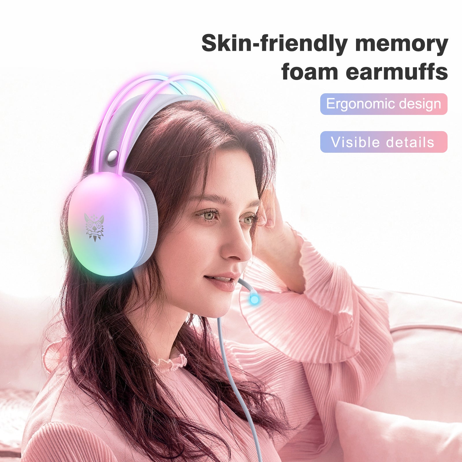 ONIKUMA X25 RGB Gaming Headset with Noise Cancelling Mic - 7.1 Surround Sound for PC, PS4, PS5, Xbox - Comfortable Over-Ear Headphones for Gaming, Streaming & Music (Perfect for Esports & Late-Night Gaming)