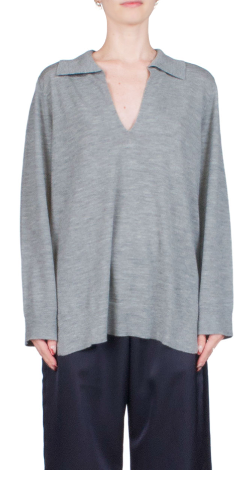 James Men's V-Neck Polo Shirt - Soft Cotton Casual Tee for Work & Weekend Wear - Grey