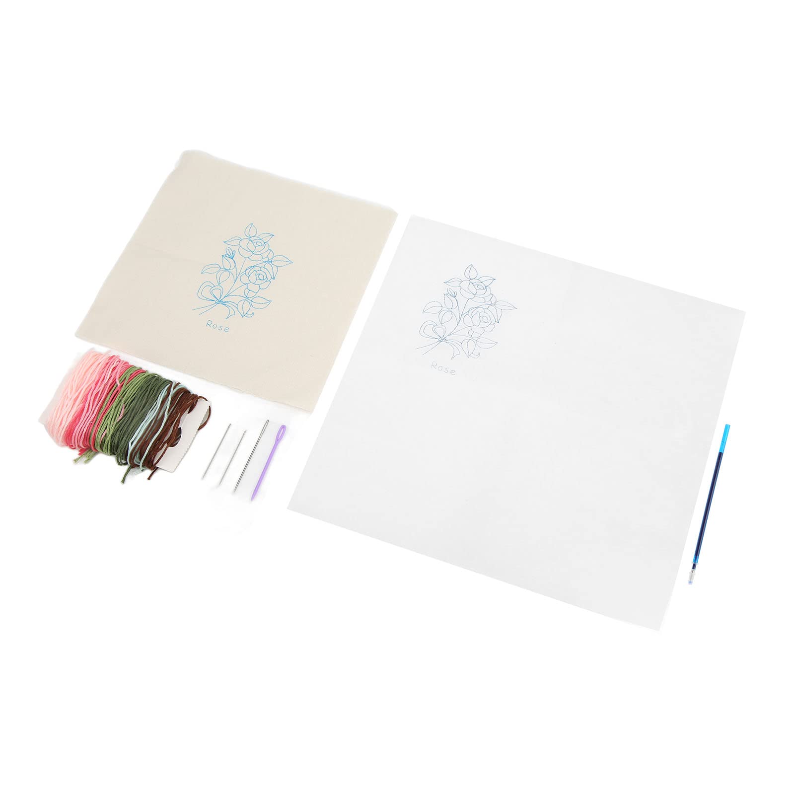 Beginner Embroidery Starter Kit with Exquisite Rose Pattern & Splicing Fabrics - Perfect for Travel, Office, and Home DIY Projects