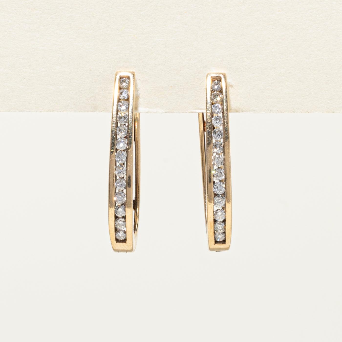 10K Gold Channel Set Diamond Hoop Earrings - 0.50 Carat Total Weight | Elegant Everyday Jewelry for Women, Perfect for Work, Parties & Special Occasions