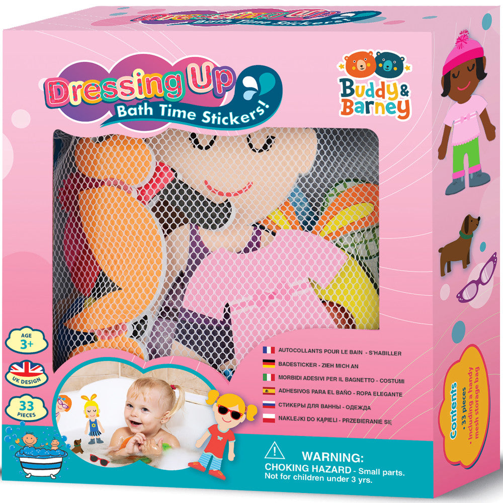 Buddy & Barney Dress Up Bath Time Foam Stickers - 32 Pieces Fun Bathtub Toys for Kids, Toddlers & Babies - Perfect for Creative Play, Bath Time Learning & Sensory Development