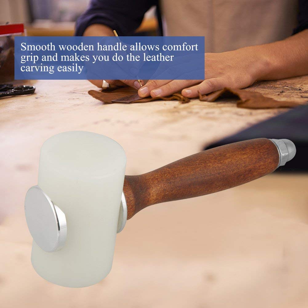 Premium Leather Carving Hammer Mallet - T-Shaped Wood Handle with Nylon Head for Leather Crafting, Stamping & DIY Projects | Perfect for Leatherworking, Bookbinding & Shoemaking