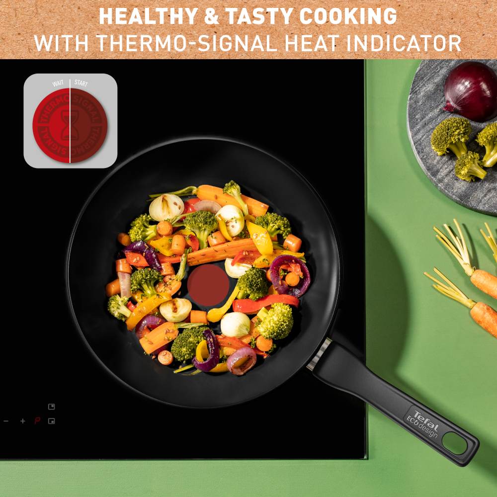 Tefal Renew Black Wok 28cm - Ceramic Non-Stick Coating Frying Pan | Healthy Cooking, Stir Fry & Sauteing | Dishwasher Safe & Scratch Resistant