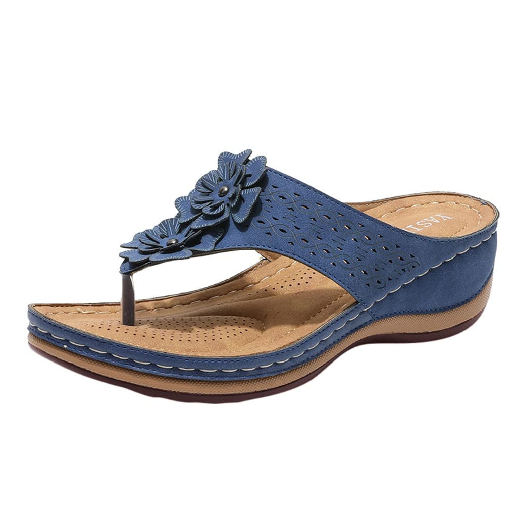 Women's Flip Flop Sandals with Wedge Heel - Floral Outdoor Fashion Slippers for Casual Wear | Beach, Pool & Summer Vacation Essentials