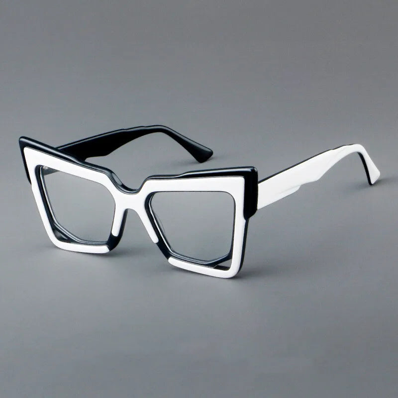 CCspace Unisex Full Rim Square Cat Eye Acetate Eyeglasses Frame 301622 - Stylish Retro Glasses for Women & Men, Perfect for Office, Reading & Fashion Accessories