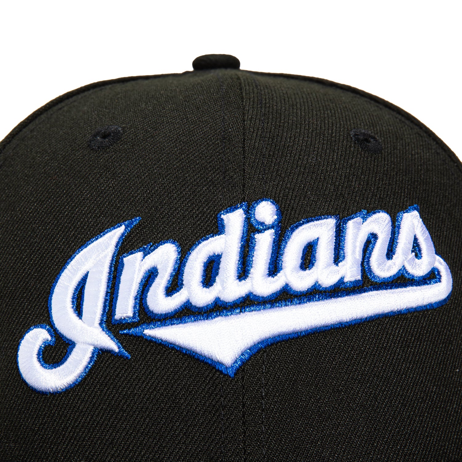 New Era 59Fifty Cleveland Indians 1995 World Series Patch Script Baseball Cap - Black, White & Royal Blue Colors - Perfect for Baseball Games, Sports Events & Streetwear Fashion