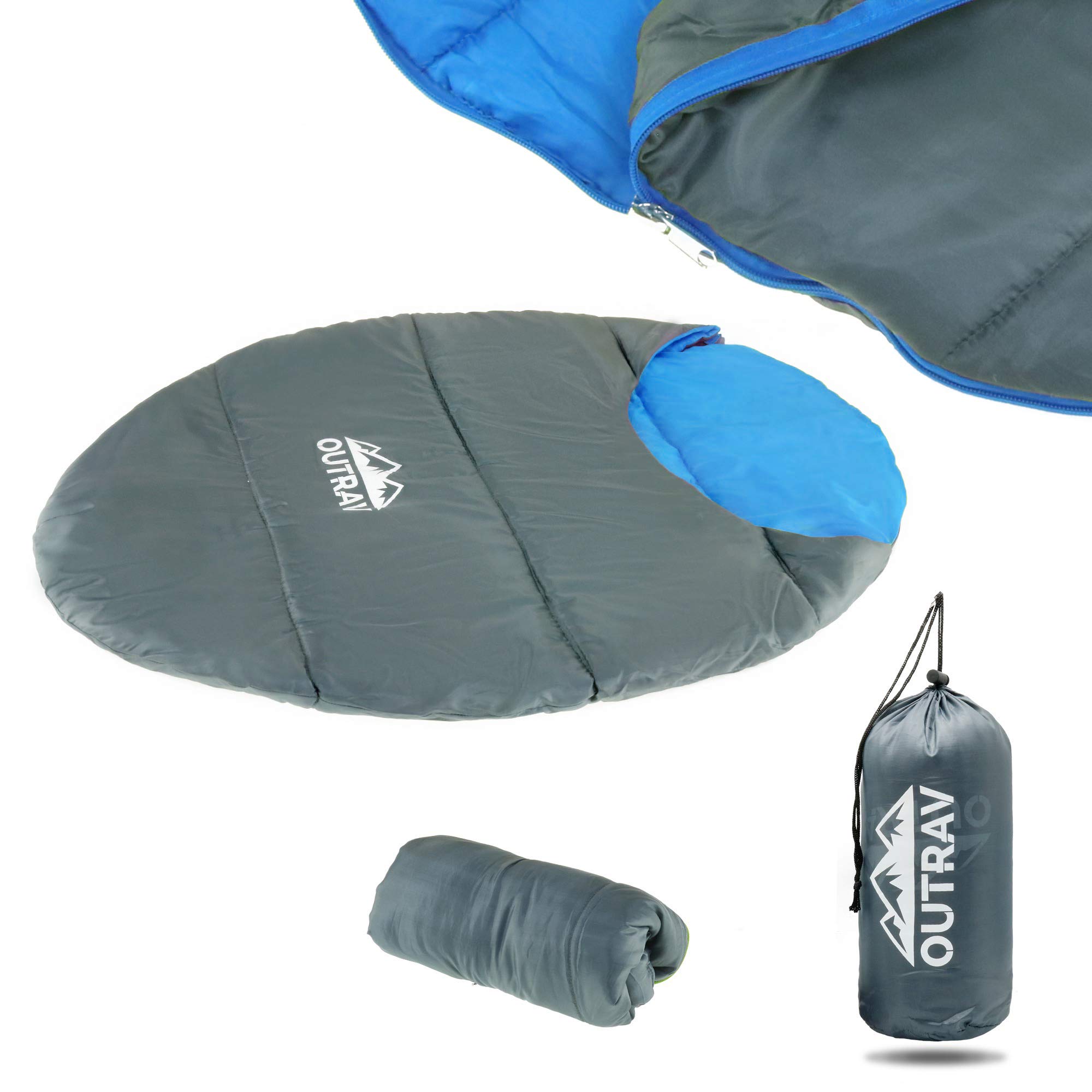 Outrav Waterproof Dog Sleeping Bag - Durable & Portable Camping Dog Bed for Hiking, Beach & Travel - Lightweight Packable Pet Bed with Carry Sack - Perfect for Outdoor Adventures & Indoor Use (Blue)