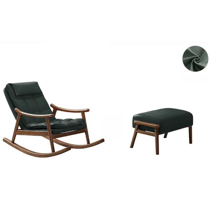 Ergonomic Wood Rocking Chair with Ottoman - Comfortable Couch for Living Room, Nursery & Porch - Perfect for Relaxing, Nursing & Reading