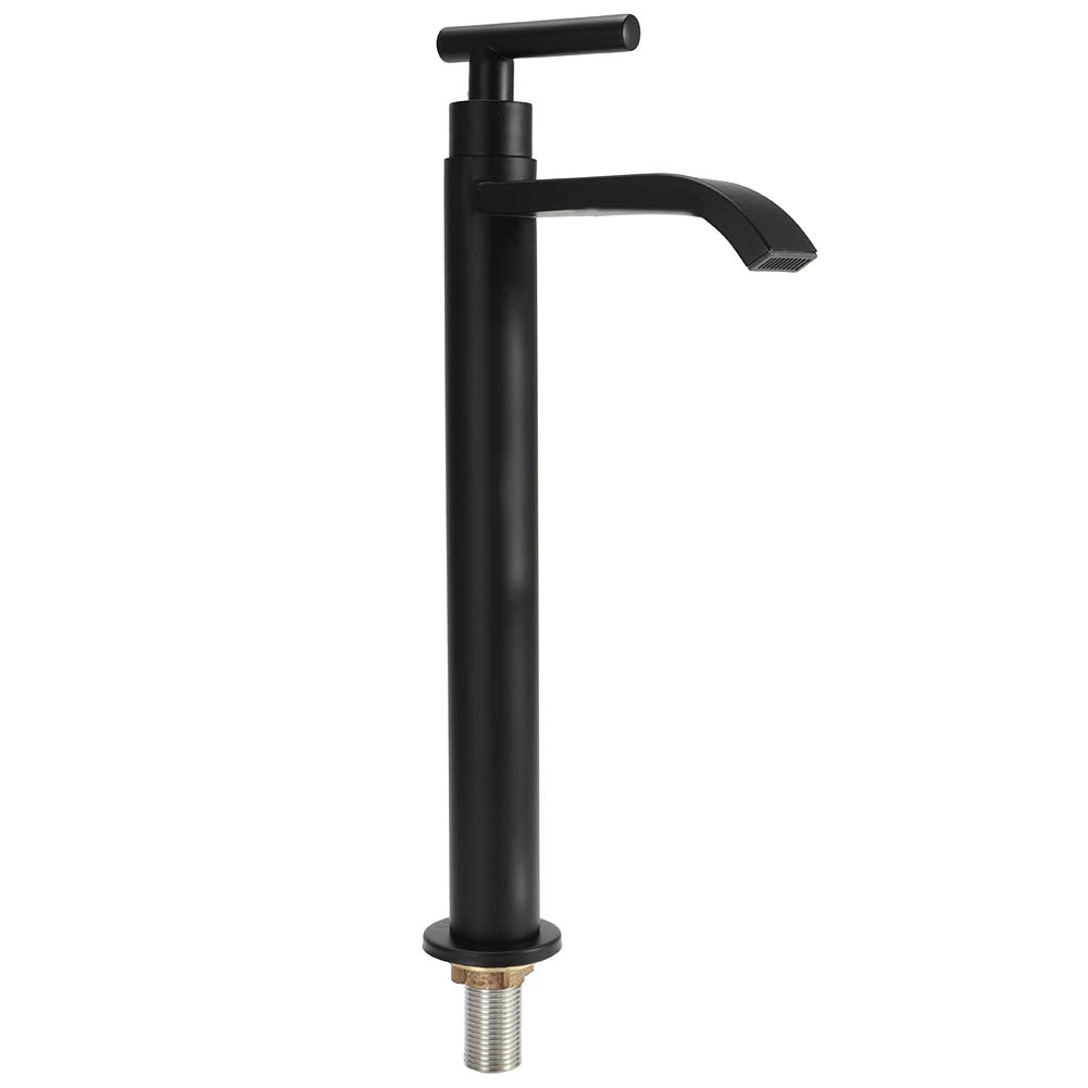 G1/2 304 Stainless Steel Black Single Hole Single Handle Bathroom Sink Faucet - Cold Water Basin Tap for Countertop Vanity - Perfect for Modern Home & Commercial Restrooms
