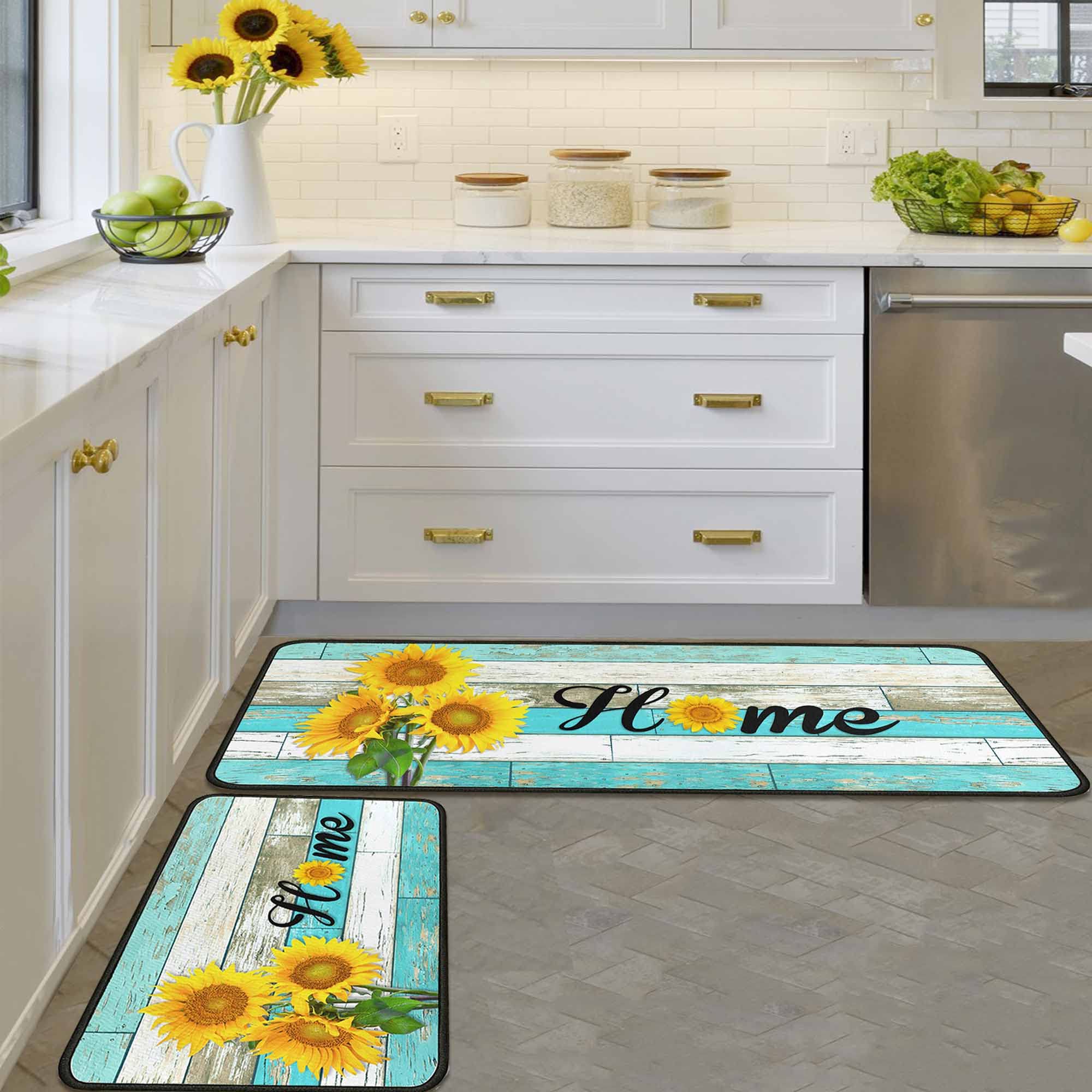 Premium Non-Slip Teal Kitchen Rugs Set of 2 - Washable Floor Mats with Anti-Skid Backing - 17x47.2 & 17x30 Inch Home Decor Runner for Kitchen, Entryway, and Laundry Room - Perfect for High Traffic Areas and Spill Protection