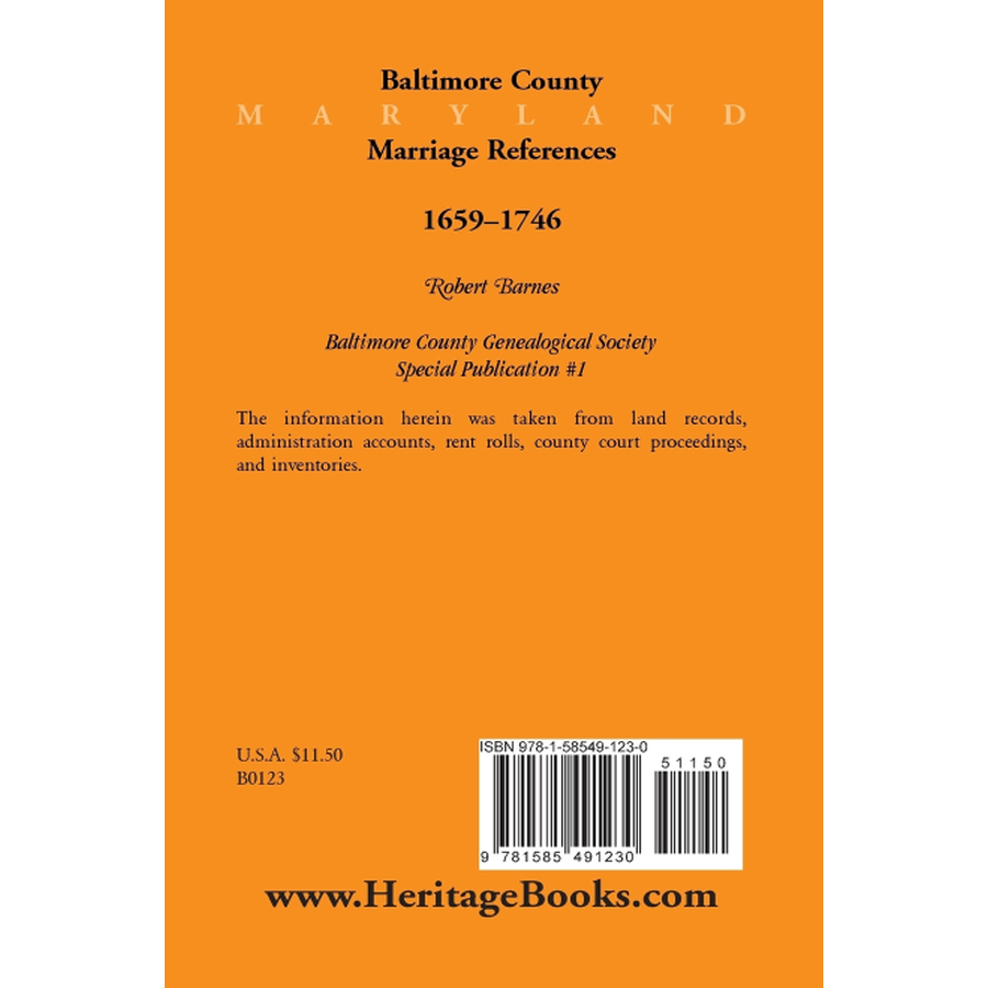 Baltimore County Maryland Marriage Records 1659-1746 - Genealogy Research & Family History Documents for Ancestry Searches