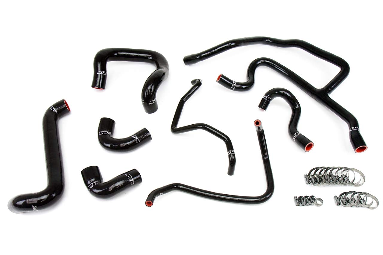 HPS 57-1427-BLK E30 Black Silicone Radiator Coolant Hose Kit - High Performance Cooling Upgrade for BMW E30 - Perfect for Track Days, Daily Driving & Engine Protection
