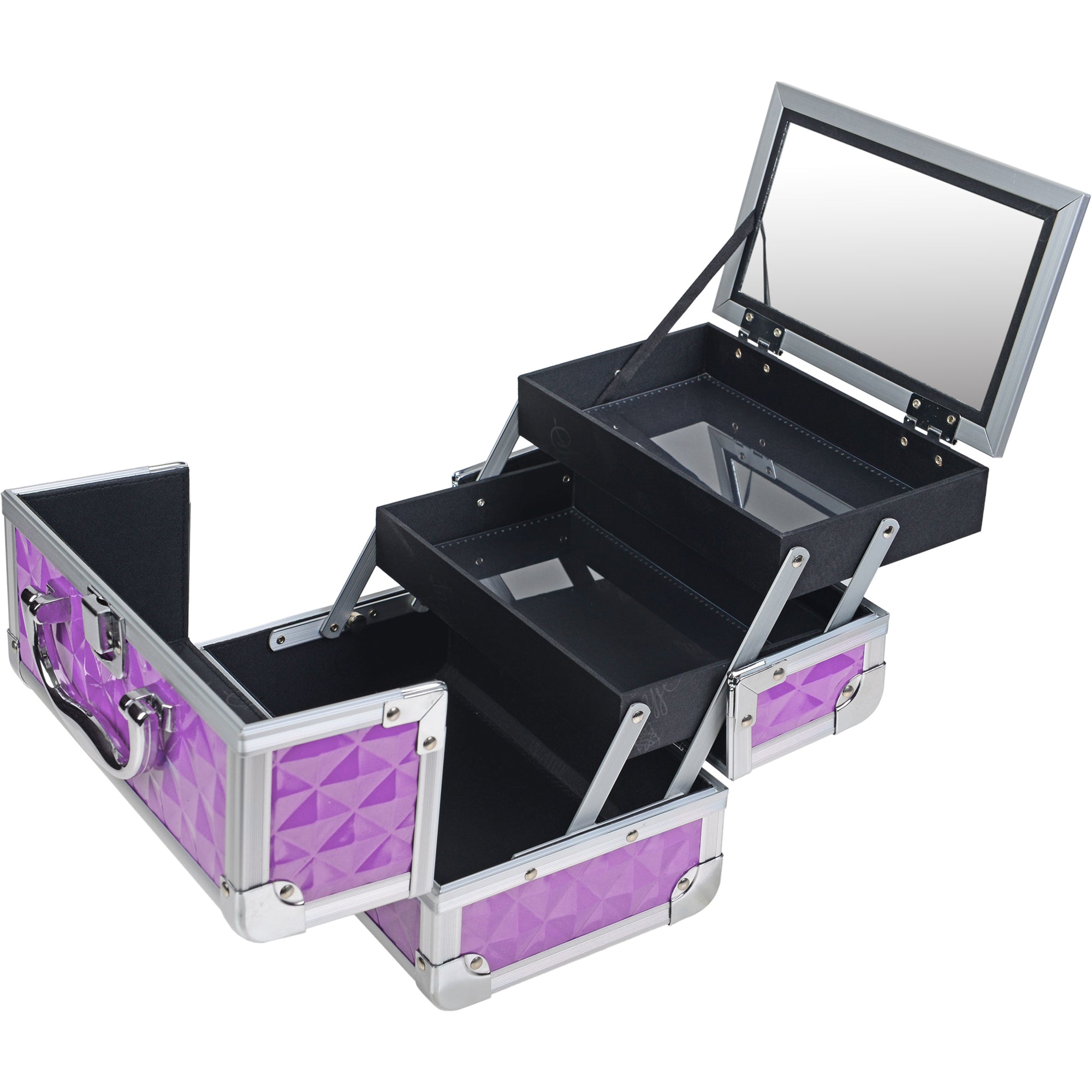 Professional Makeup Train Case with Mirror - Portable Cosmetic Organizer for Makeup Artists & Travel - Perfect for Salon, Home, and On-the-Go Beauty Needs