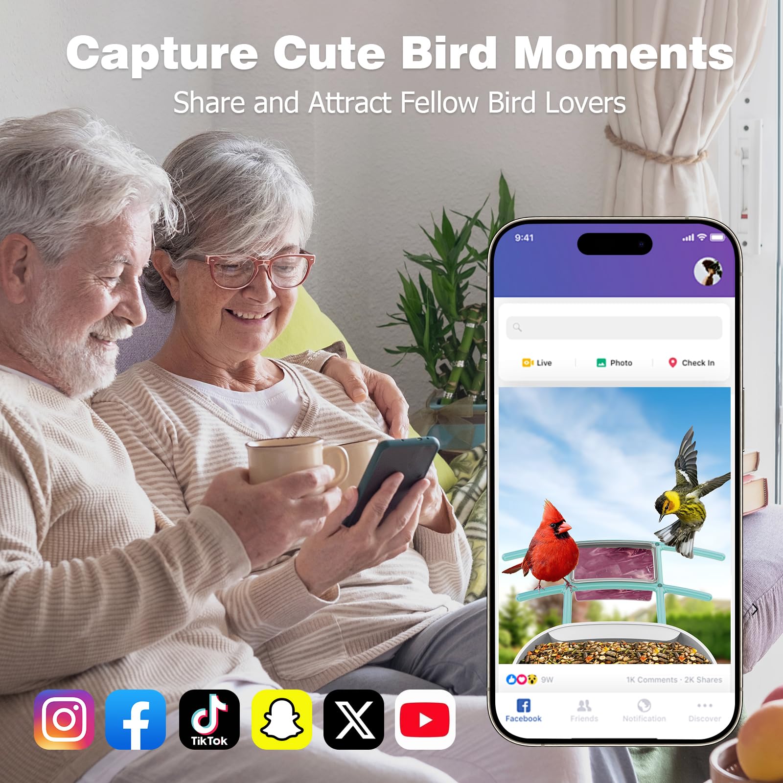 Solar Powered Smart Bird Feeder with 2K Camera - AI Bird Identification, Auto Video Capture, 2.4GHz WiFi Live Feed for Backyard Bird Watching | Perfect Gift for Bird Lovers, Parents & Nature Enthusiasts | Monitor Wildlife in Your Garden or Patio