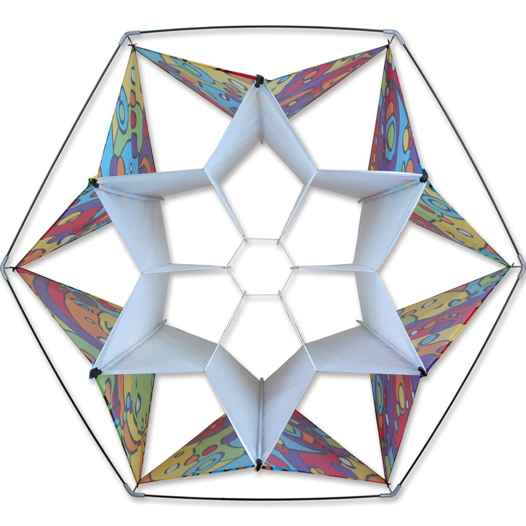 Clarke's Crystal Box Kite - Rainbow Orbit Colorful Flying Kite for Outdoor Activities, Beach, Park & Family Fun