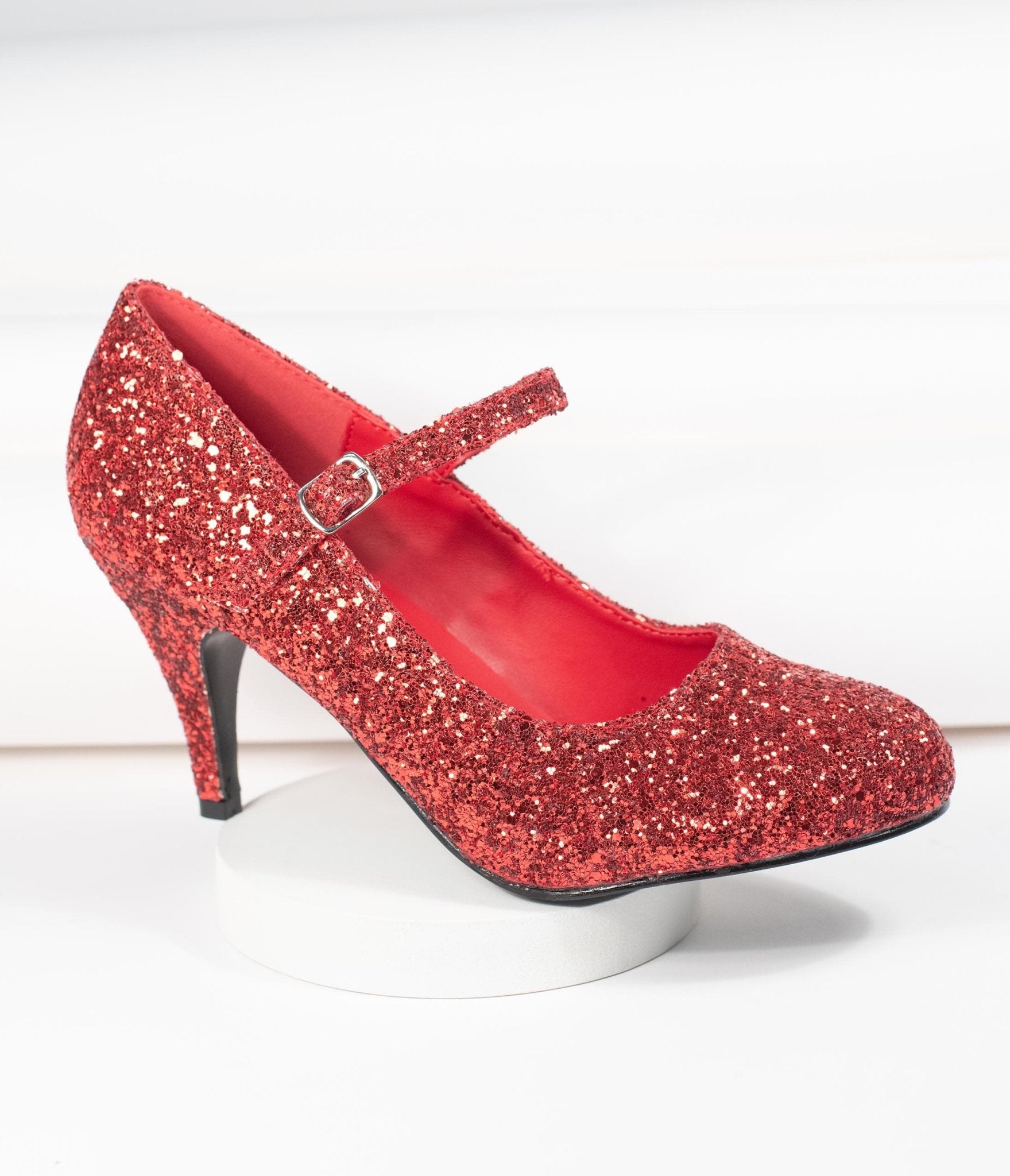 Sparkly Red Glinda Mary Jane Heels for Women - Elegant Glitter Party Shoes for Weddings, Prom, Cosplay & Halloween Costumes