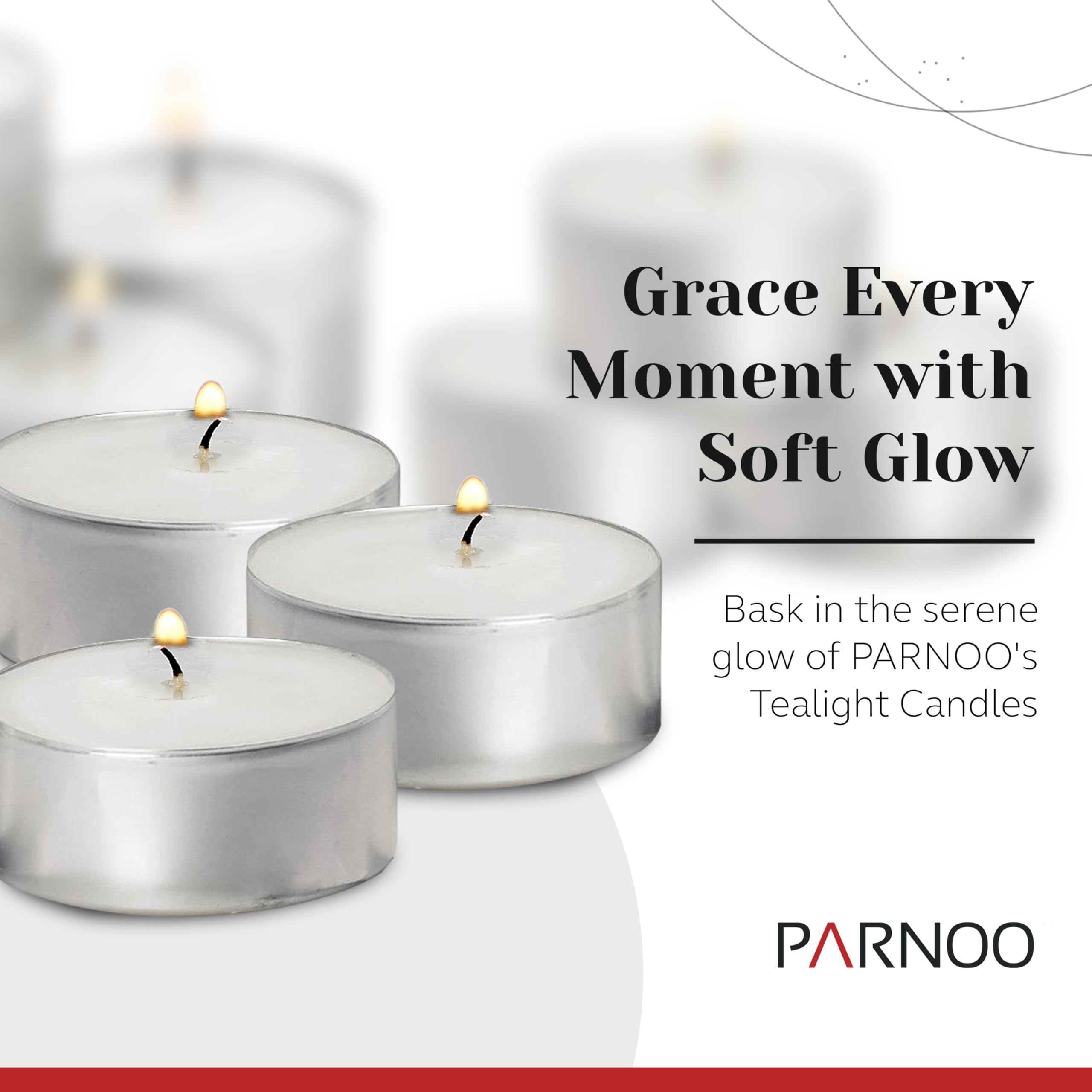 100 Pack Unscented Tealight Candles in Metal Cups - 4.5 Hour Burn Time, Clean White Votive Candles for Romantic Dinners, Weddings, Spa & Hotels - Perfect for Home Decor, Parties, Restaurants & Relaxation by PARNOO