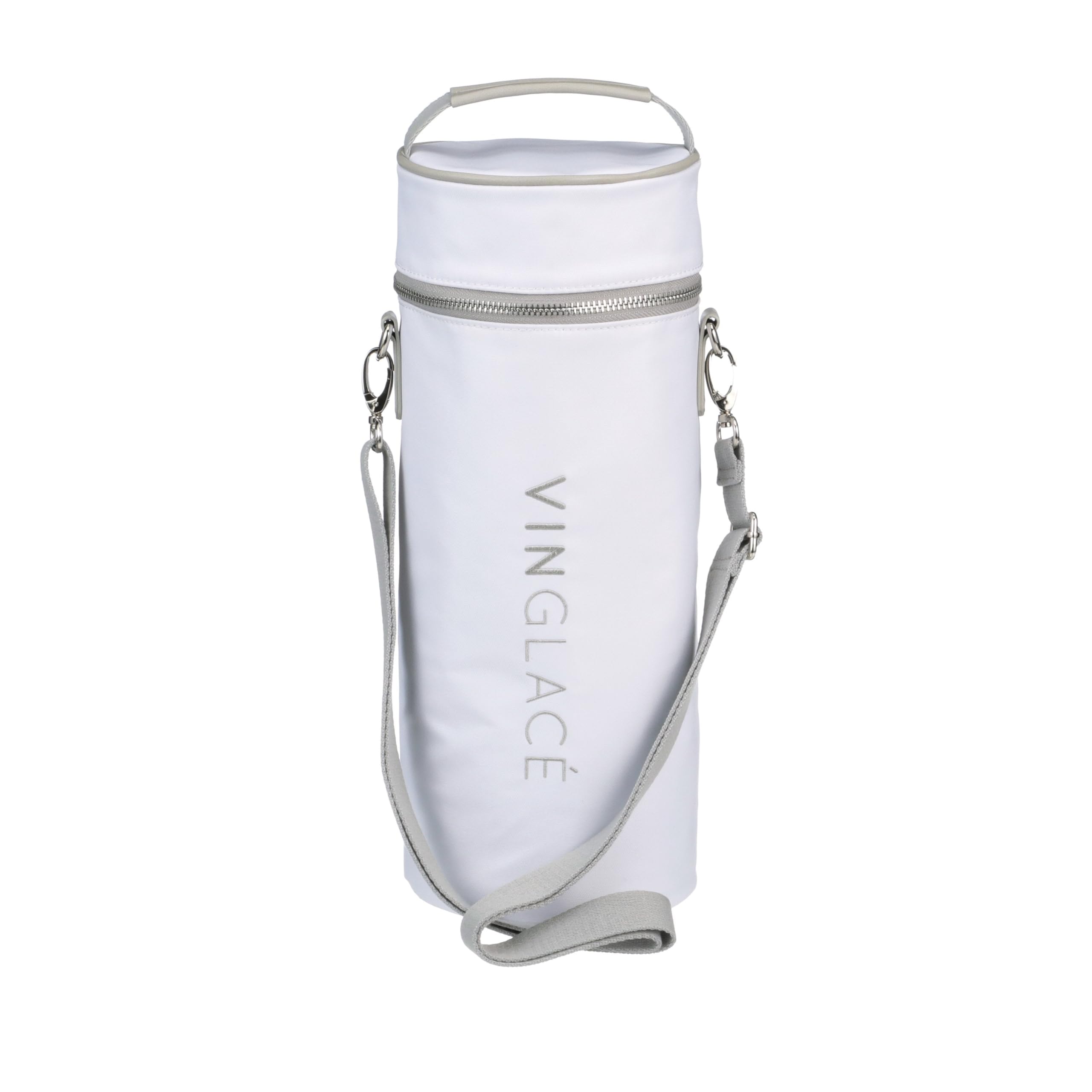 Vinglacé Insulated Wine Bottle Tote Bag - Water Resistant Champagne Carrier for 750ml Bottles, Perfect for Picnics, Beach Outings & Parties (White)