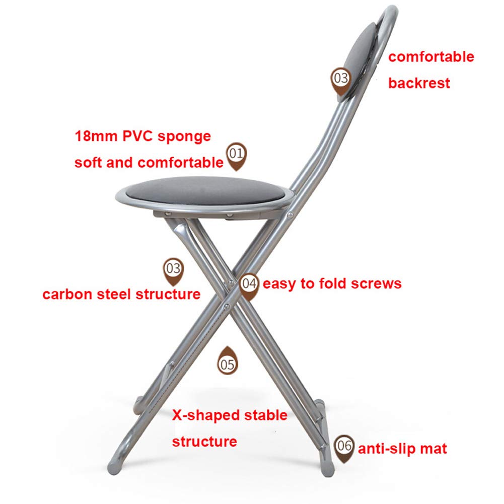 Comfortable Folding Stool with Cushioned Seat & Back Support - Lightweight Portable Camping Chair for Outdoor, Picnic, Beach, and Home Use