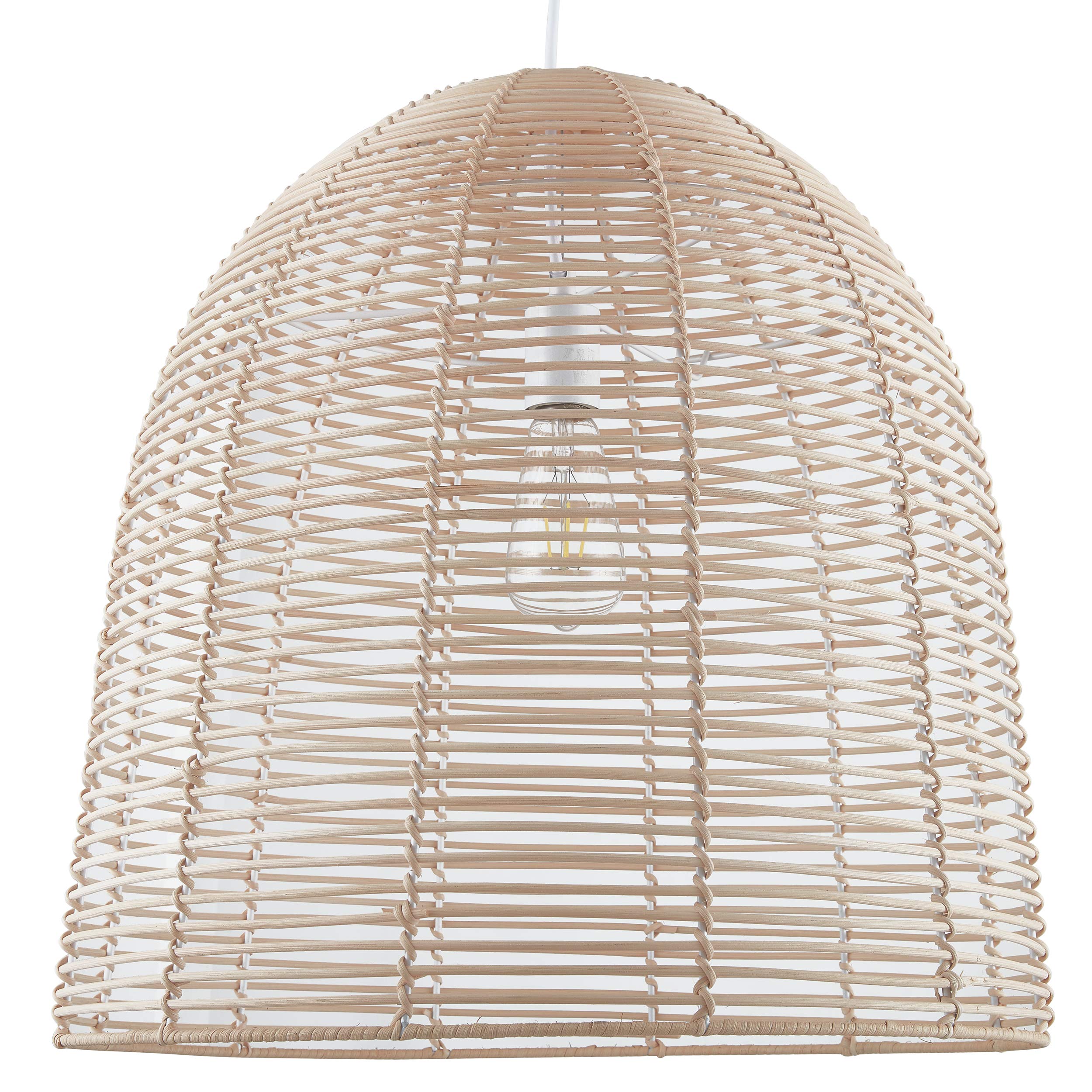 SEI Furniture Formosa Rattan Pendant Lamp - Natural Woven Rattan Ceiling Light for Boho Home Decor, Bedroom, Living Room & Dining Room Lighting