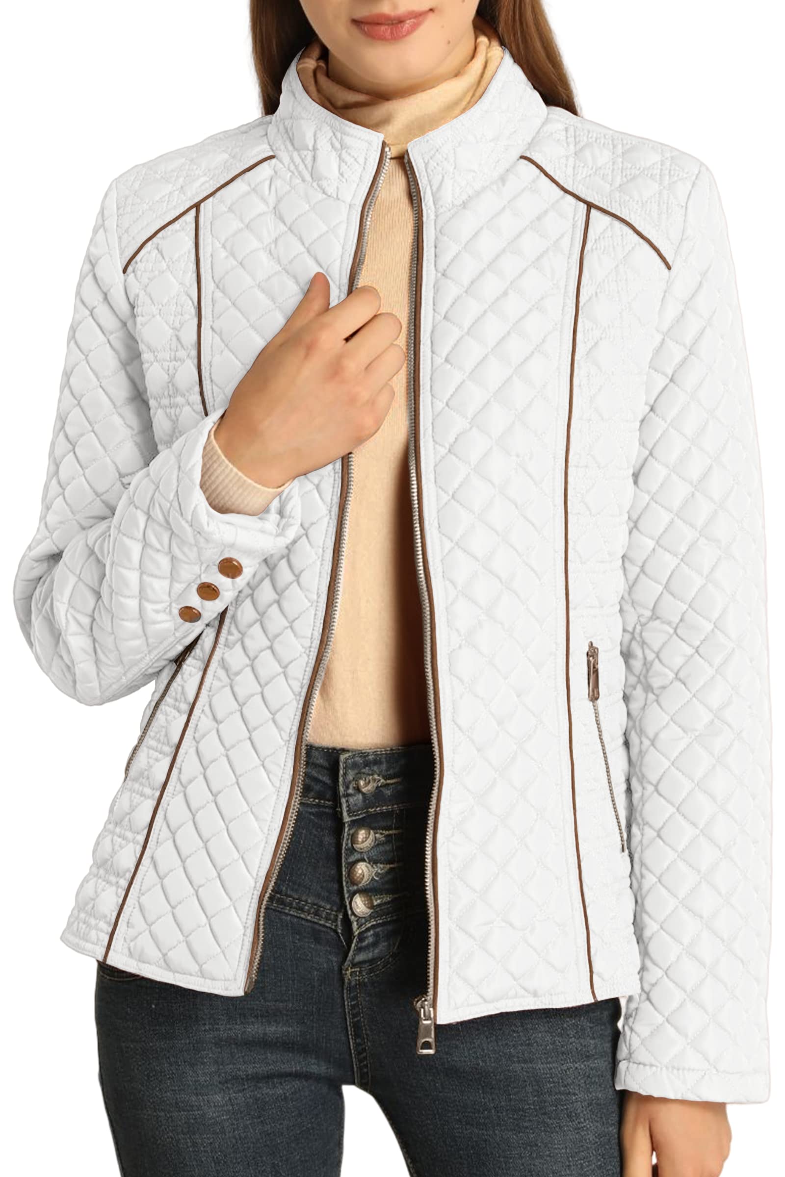 Bellivera Women's Diamond Quilted Lightweight Puffer Jacket - Warm Winter Coat & Spring Outerwear for Casual Wear, Travel & Outdoor Activities