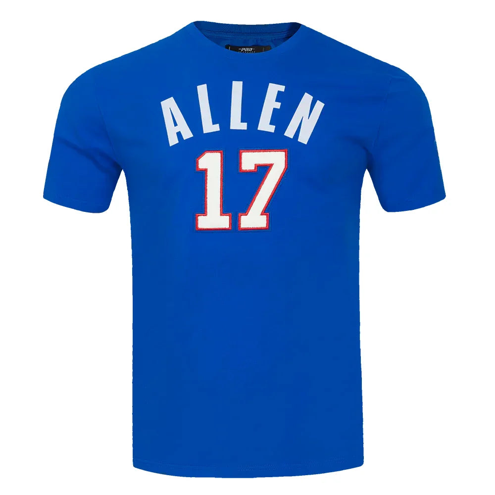Josh Allen #17 Buffalo Bills Chenille Tee Shirt for Men - Official NFL Licensed Pro Standard Jersey T-Shirt - Perfect for Game Day, Tailgating & Football Fan Gifts