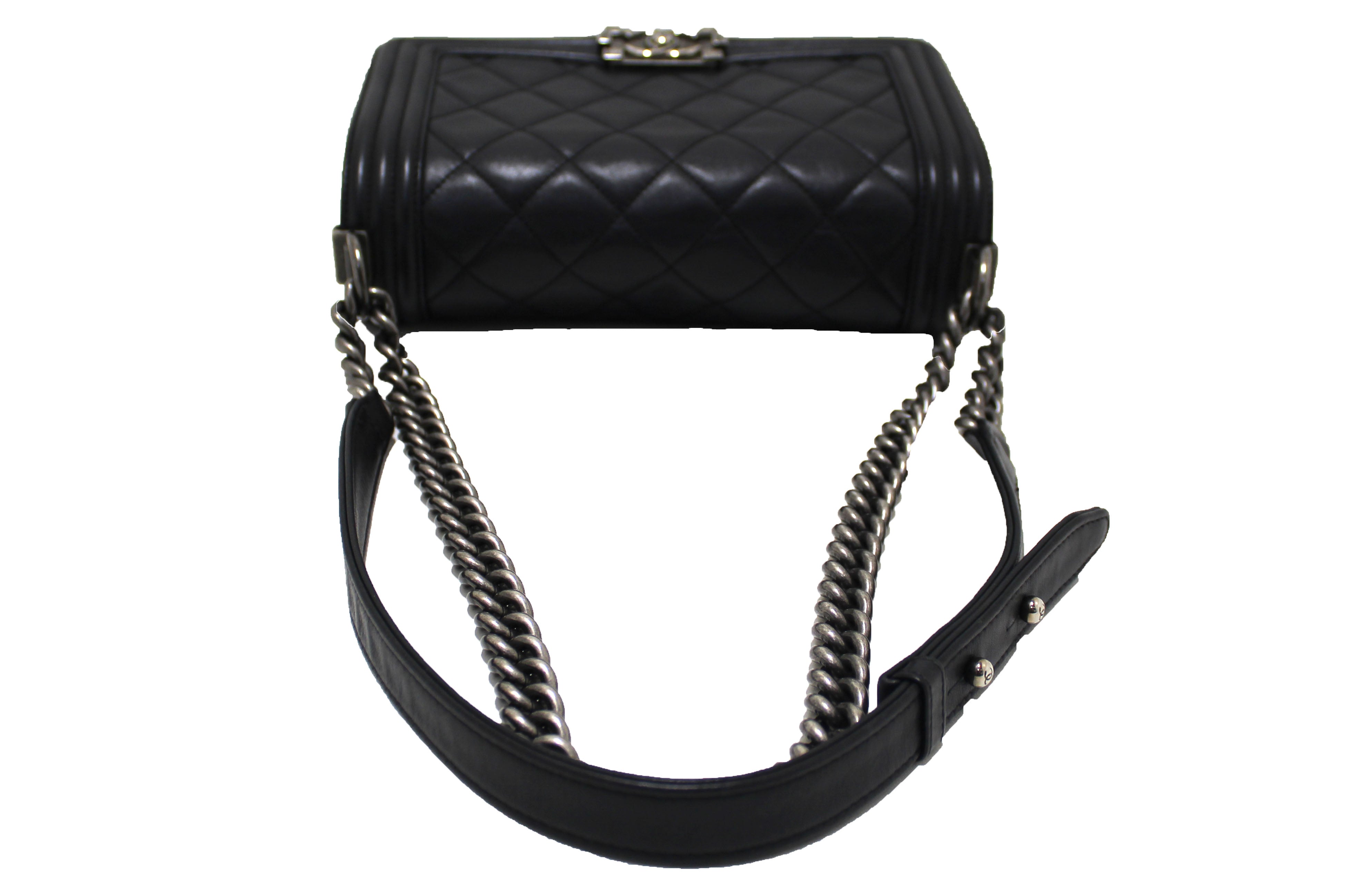 Authentic Chanel Black Quilted Calfskin Old Medium Boy Shoulder Bag - Luxury Designer Handbag for Women, Perfect for Evening Parties, Date Nights & Special Occasions
