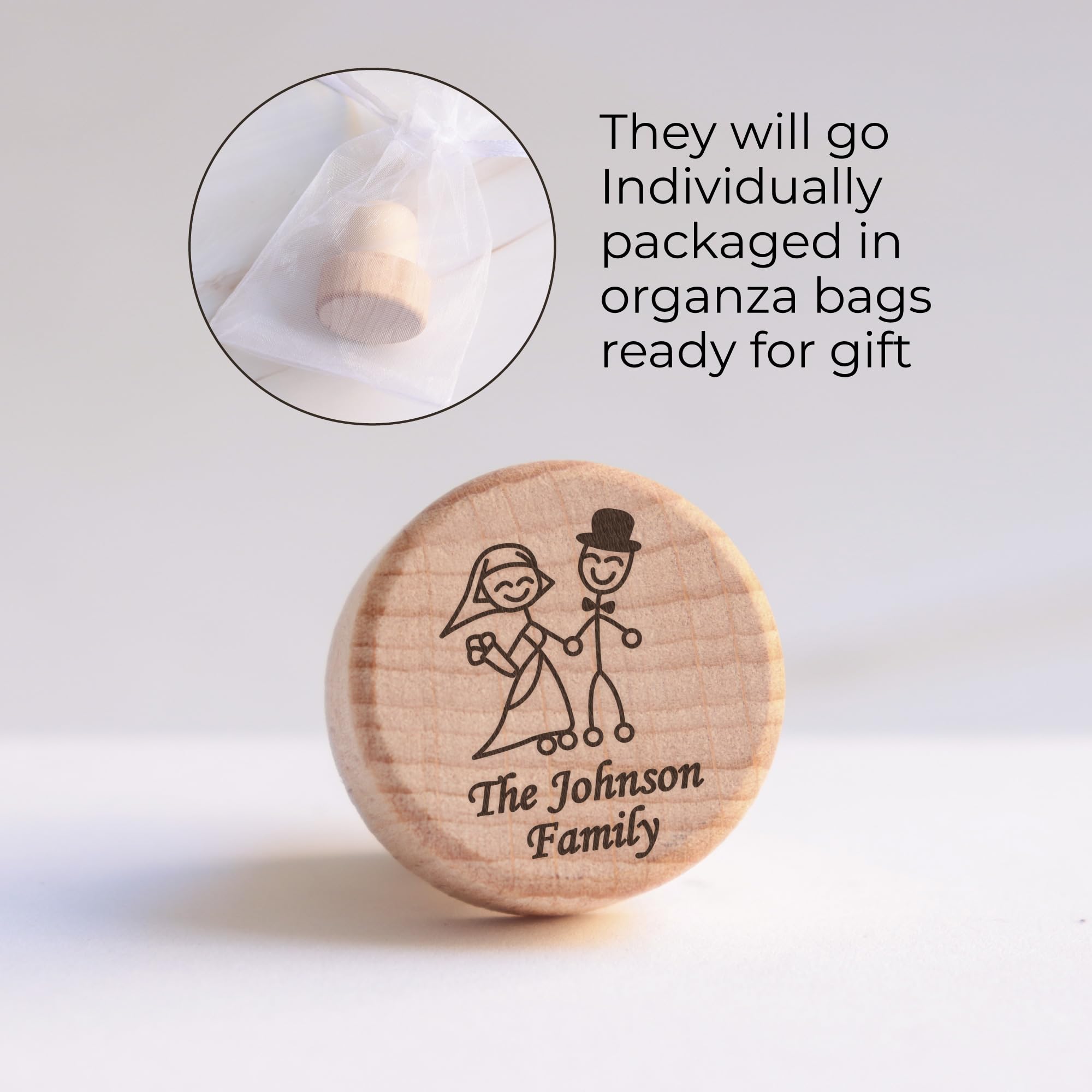 Personalized Engraved Wooden Wine Bottle Stoppers - Custom Wedding Gifts Set, Housewarming Present, Party Favors in Bulk - Perfect for Weddings, Anniversaries, New Home Celebrations & Wine Tasting Events (Couple Figures Design)