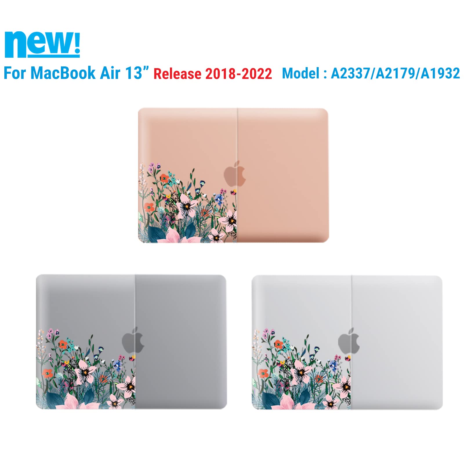 IBENZER Hard Plastic Protective Case for MacBook Air 13-inch (2020-2022 Models A2337 A2179 A1932 M1 Chip) - Compatible with Retina Display & Touch ID, Orris Design (MAD-T13AFL) | Perfect for Work, Travel & School Protection