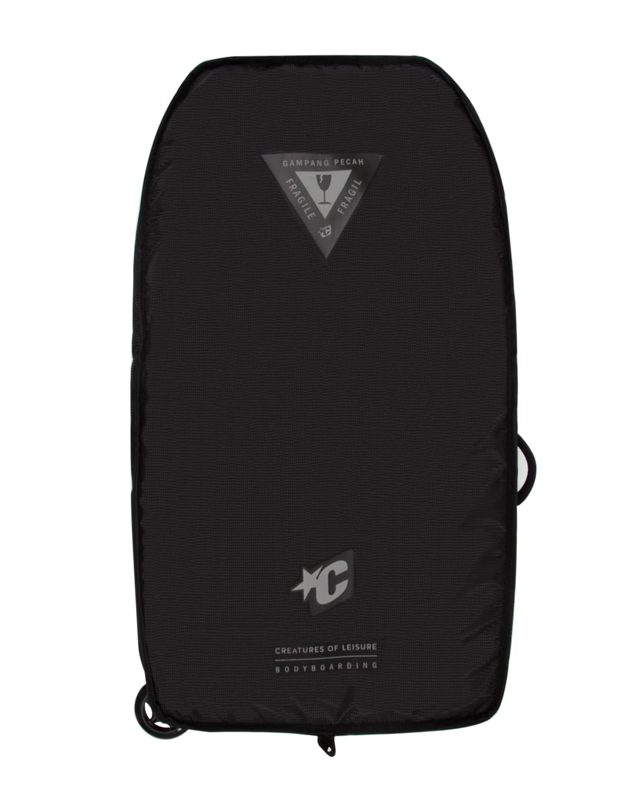 Creatures of Leisure Bodyboard Quad Wheely Cover - Black & Silver Board Bag for Surfing & Beach Travel | Durable Protection for Bodyboards & Surfboards