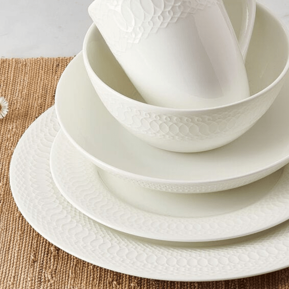 Levi 40-Piece Dinnerware Set for 8 - Porcelain Dinner Plates, Bowls & Mugs - Elegant Tableware for Family Dinners, Parties & Entertaining