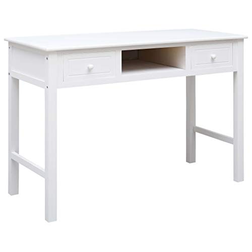 White Paulownia Wood Office Desk - 43.3 x 17.7 x 29.9 Inch Computer Workstation with Open Compartment | Home Office Desk for Small Spaces, Living Room & Study | Perfect for Remote Work & Online Learning