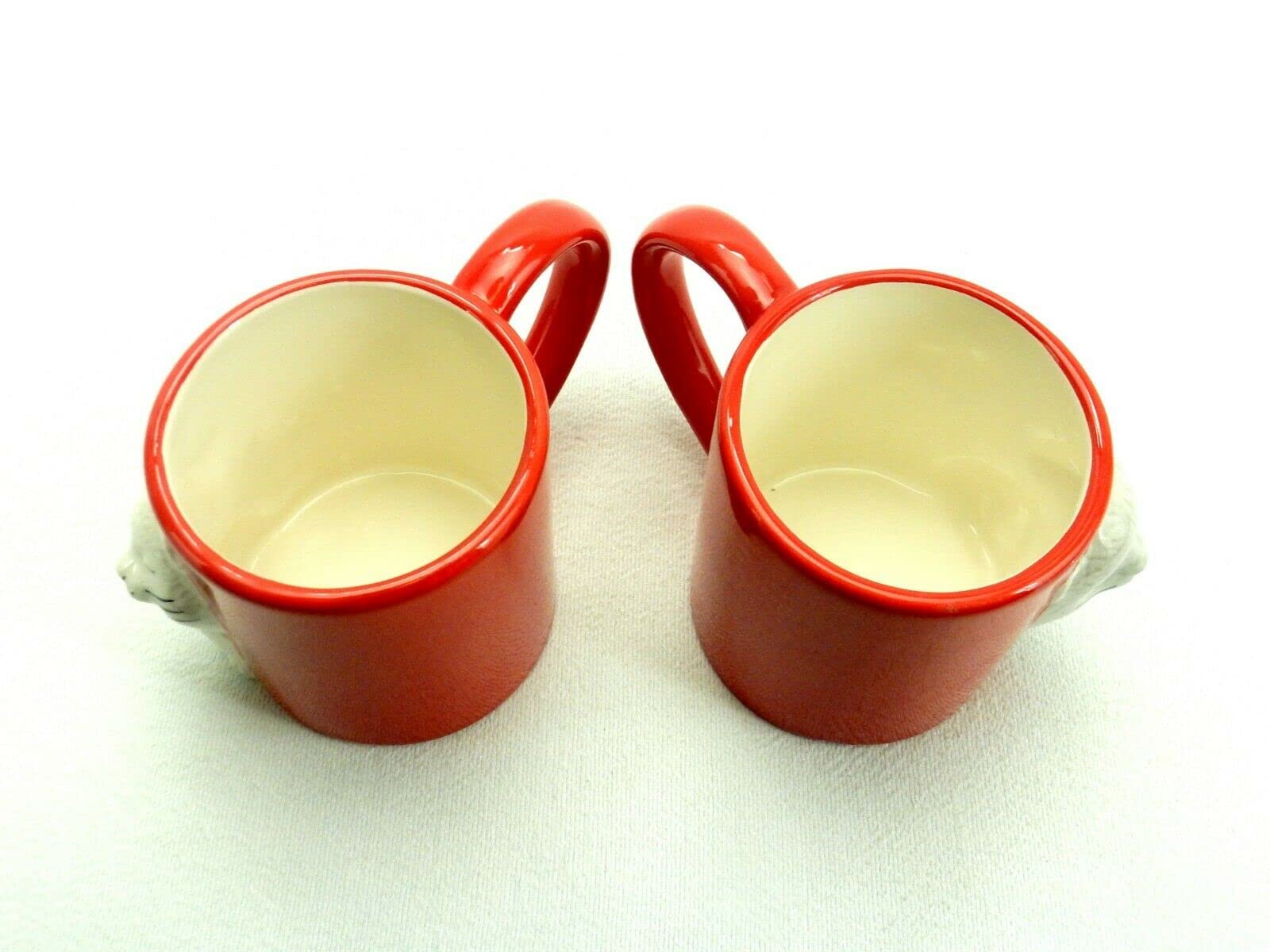 TDL Kissing Cat Coffee Mugs Set of 2 - Cute Matching Ceramic Cups with 3-Finger Loop Handles for Easy Grip, Dishwasher Safe, 3.25