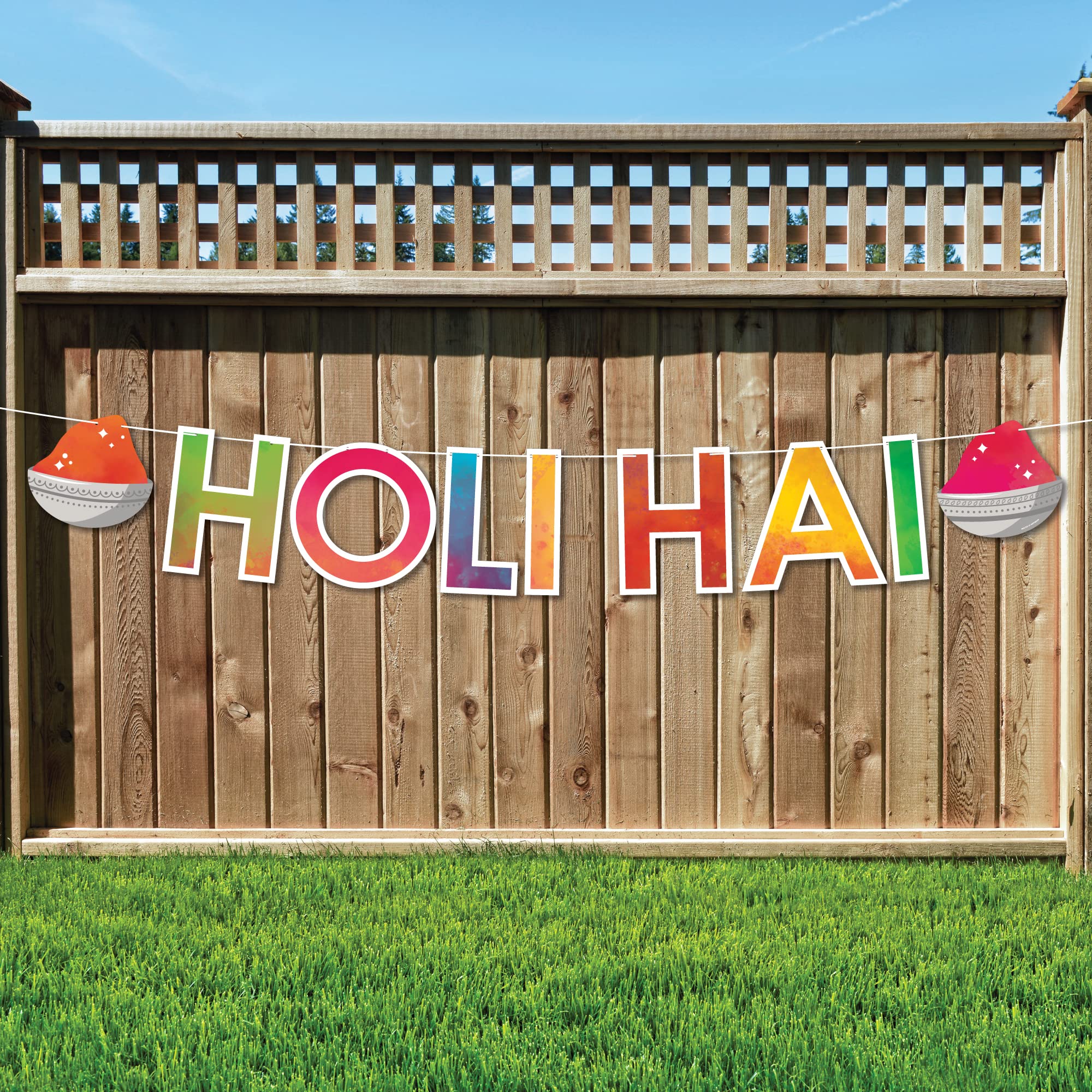Big Dot of Happiness Holi Hai - Colorful Festival Party Decorations - Outdoor Letter Banner for Holi Celebrations, Birthday Parties & Spring Events