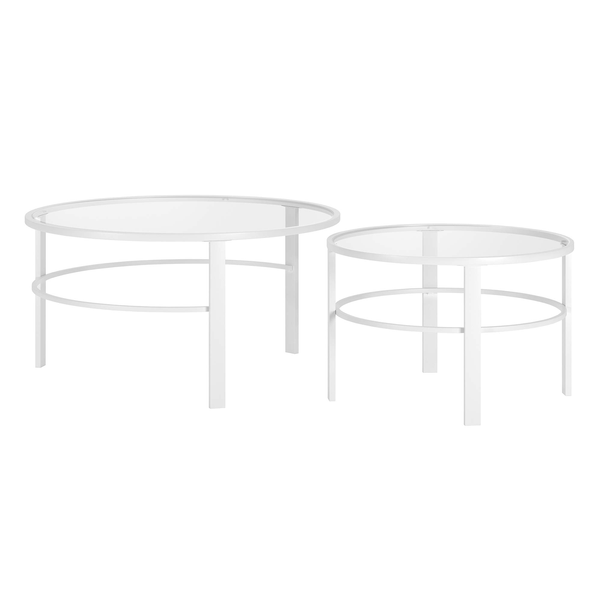 Henn&Hart White Round Nested Coffee Table - 36