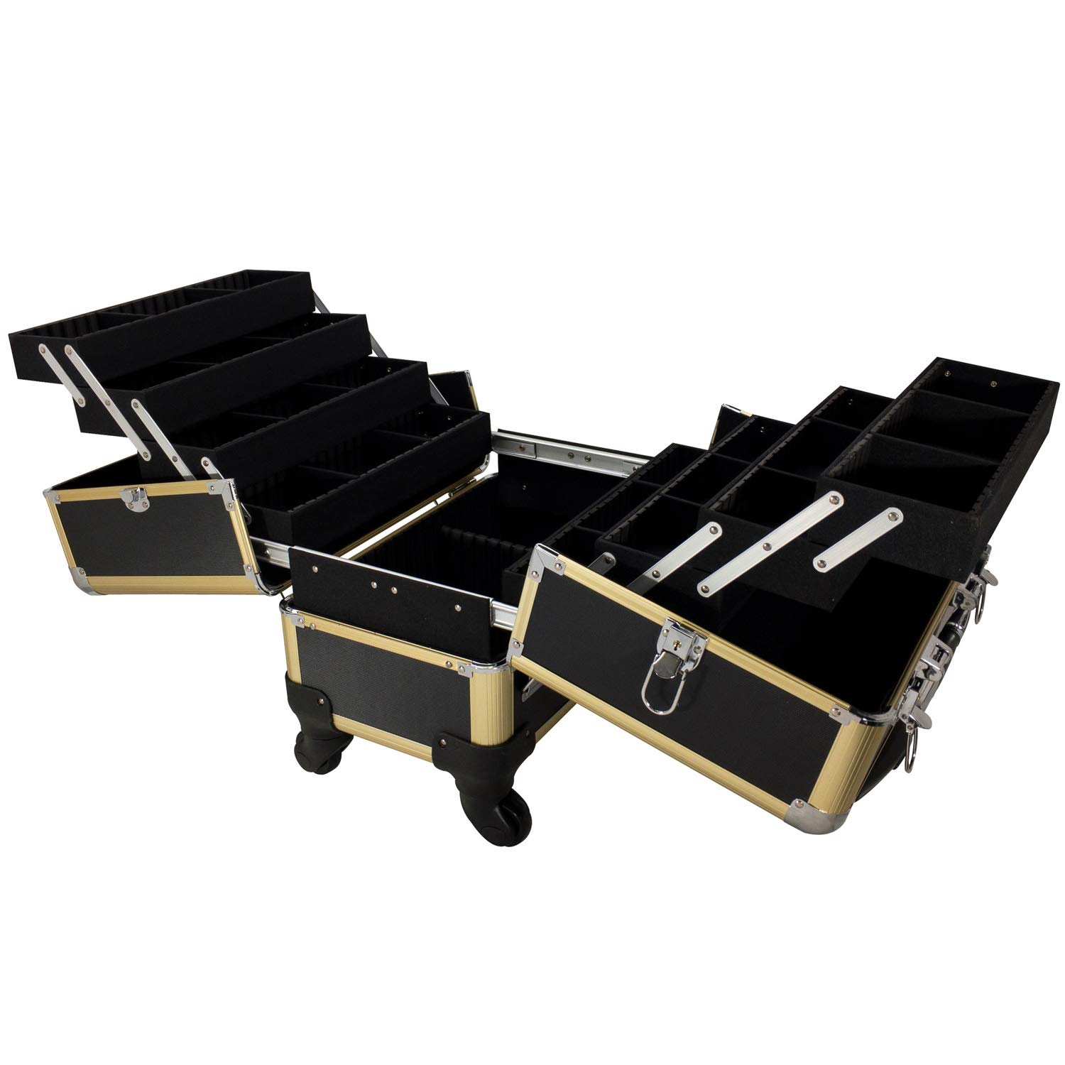 Gold Frame Black Panel Beauty Spinner Makeup Organizer - 15 Pound Capacity, Perfect for Vanity, Bathroom & Travel Cosmetic Storage