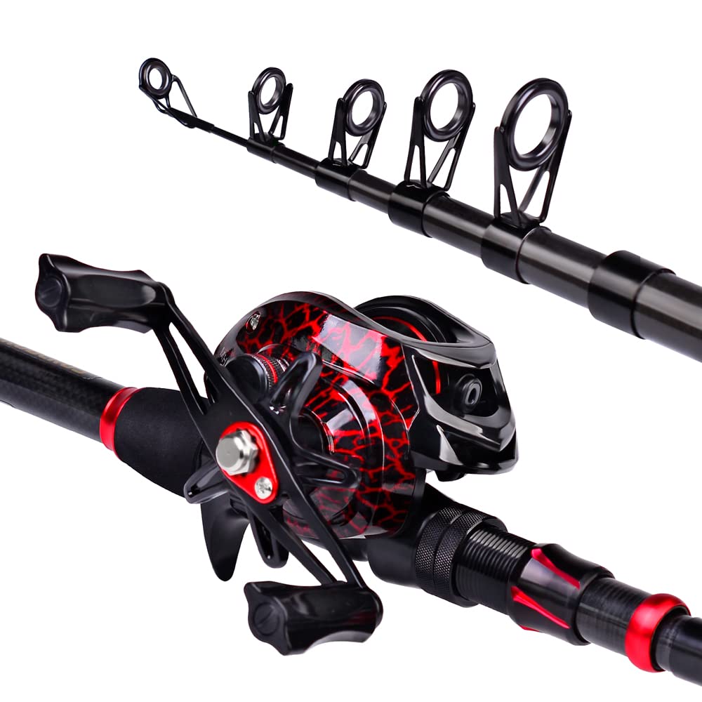 Carbon Fiber Telescopic Fishing Rod and Reel Combo - 6.9ft Lightweight Spinning/Baitcasting Kit for Saltwater, Freshwater & Ice Fishing - Perfect for Bass, Trout, and Walleye - Ideal for Shore, Boat, and Ice Fishing Adventures