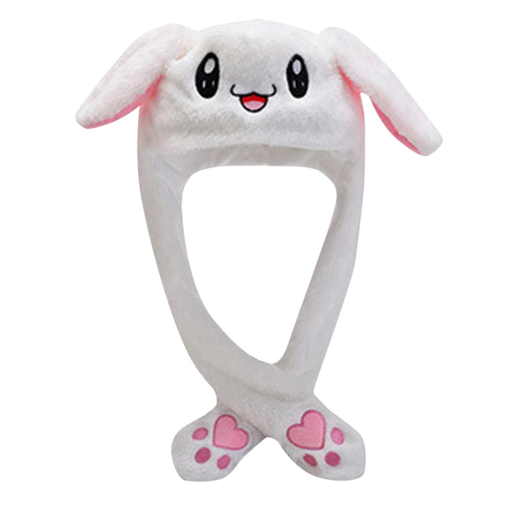 Soft Plush Bunny Hat with Moving Ears - Cute Cartoon Rabbit Ear Beanie for Women & Kids | Perfect for Winter, Cosplay, and Photo Shoots
