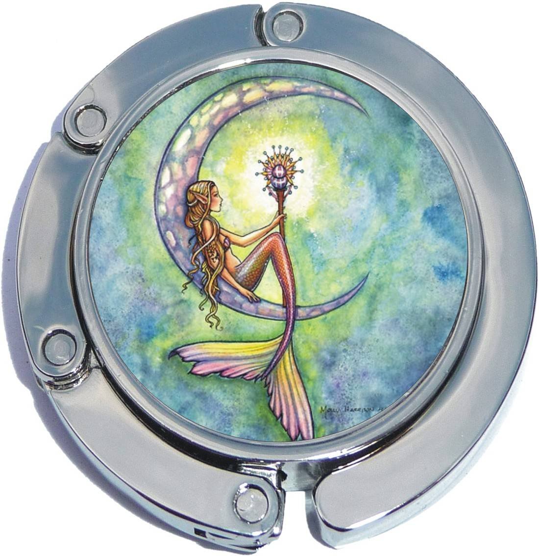 NewCharms Mermaid Moon Foldable Purse Hanger - Cute Clutch Hook for Handbags, Perfect for Restaurants, Bars & Travel Accessories