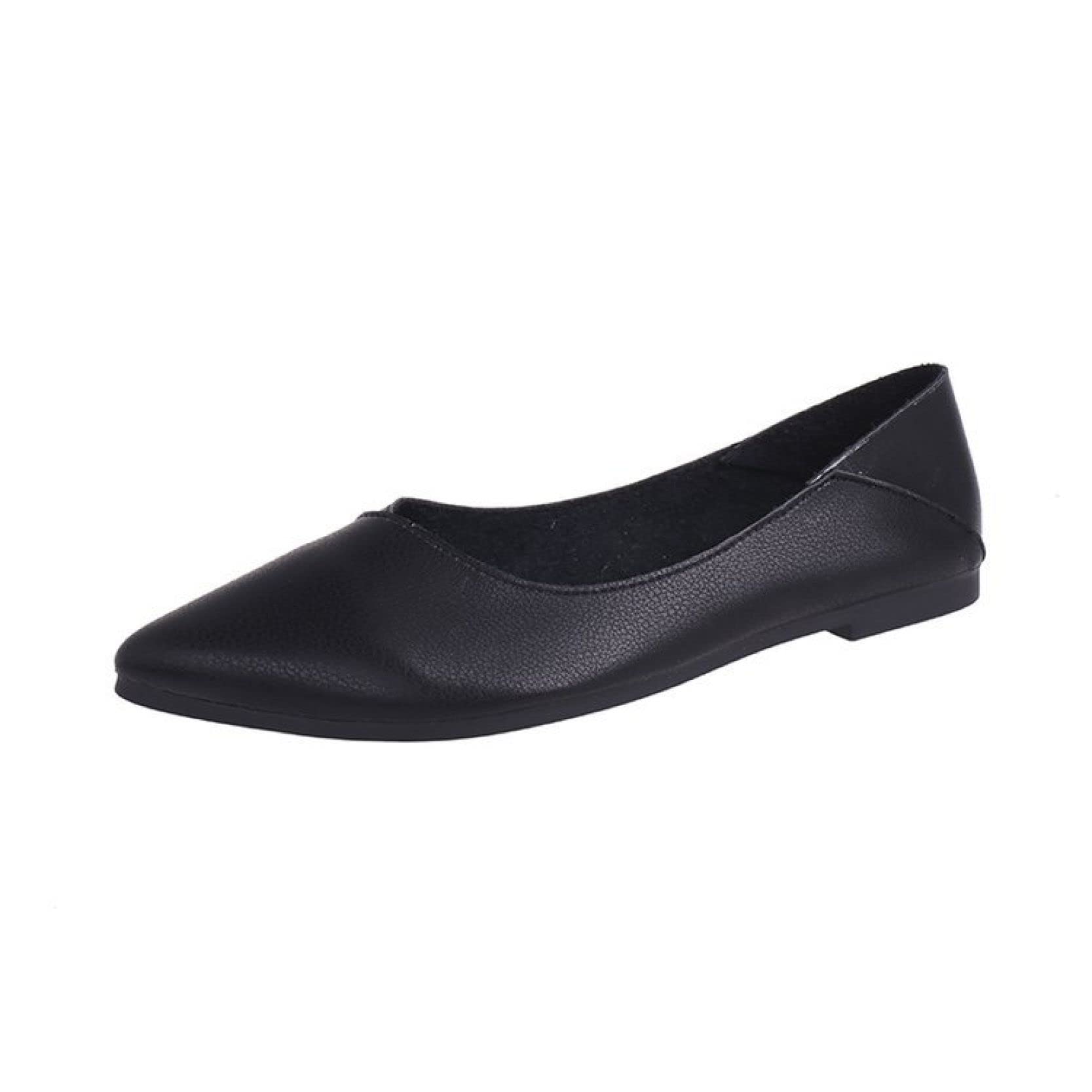 Women's Non-Slip Pointed Toe Ballet Flats - Soft Faux Leather Slip-On Walking Shoes for Work, Office & Daily Comfort | Casual Closed Toe Flats for Women