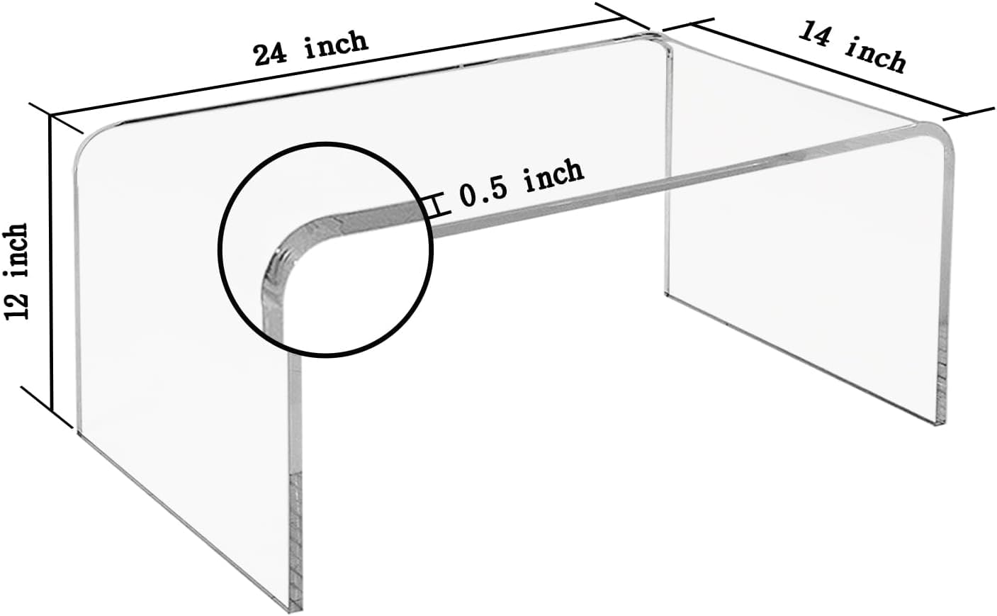 Modern Clear Acrylic C-Shape End Table - 24