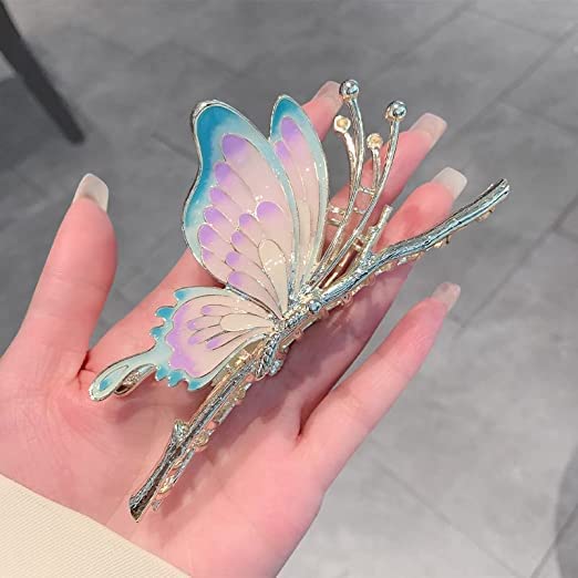 Sparkly Butterfly Hair Claw Clips - Large Non-Slip Metal Hair Clips for Women, Strong Hold Hair Accessories for Thick Hair, Cute Hair Clips for Girls, Perfect Hair Gifts for Her (Great for Parties, Weddings, Daily Styling)
