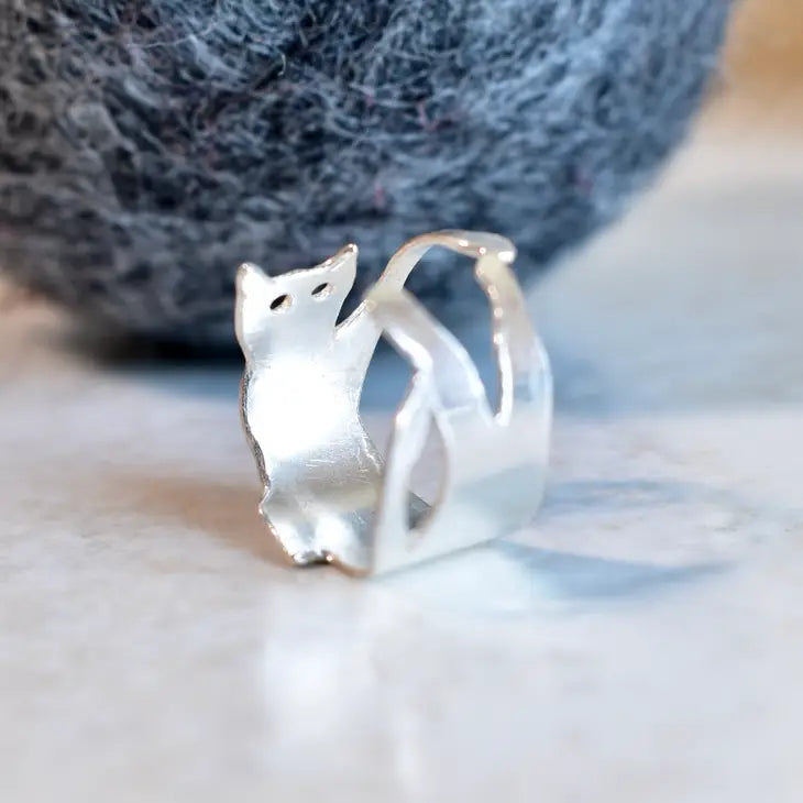 Chloeography Cat Ring - Elegant Freeform Liquid Design #CALRG SS - Perfect for Cat Lovers & Unique Jewelry Gifts