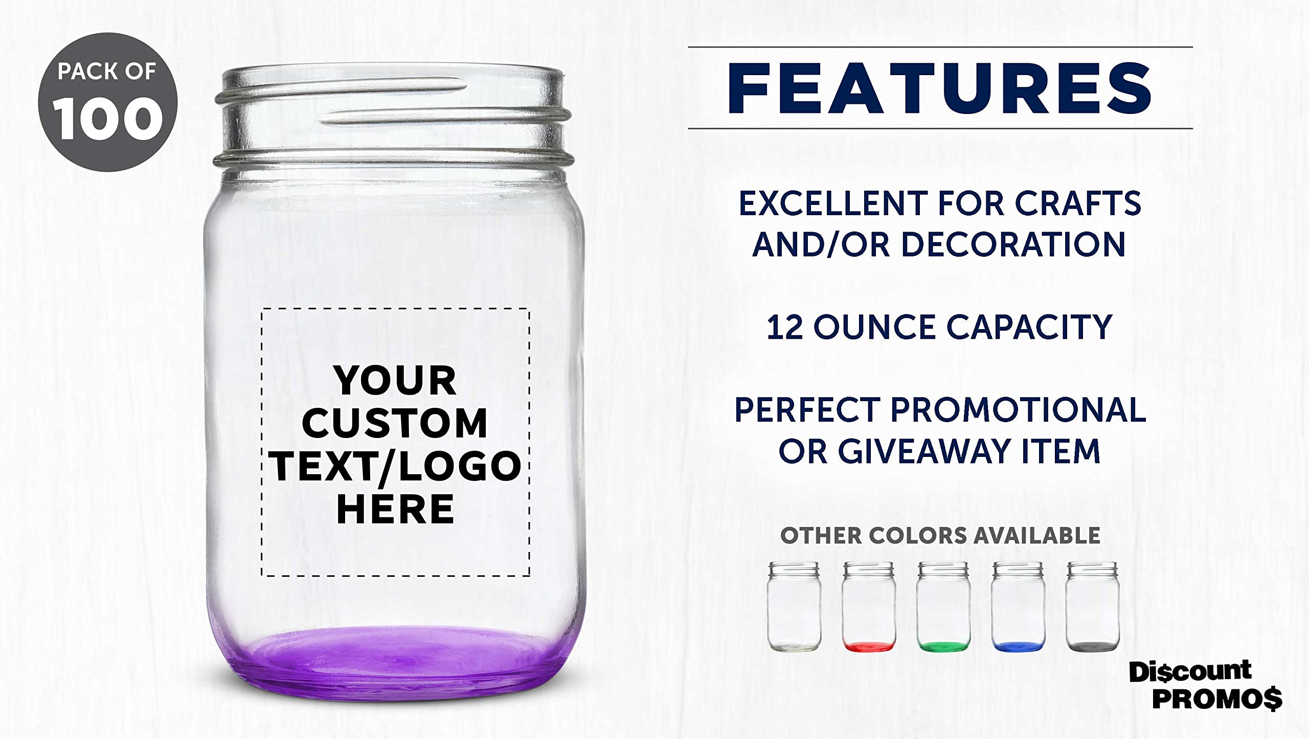 100-Pack 12oz Purple Mason Jars - Bulk Custom Glass Jars for Overnight Oats, Candies, Pickles & Spices Storage - Perfect for DIY Decor, Wedding Favors & Party Supplies