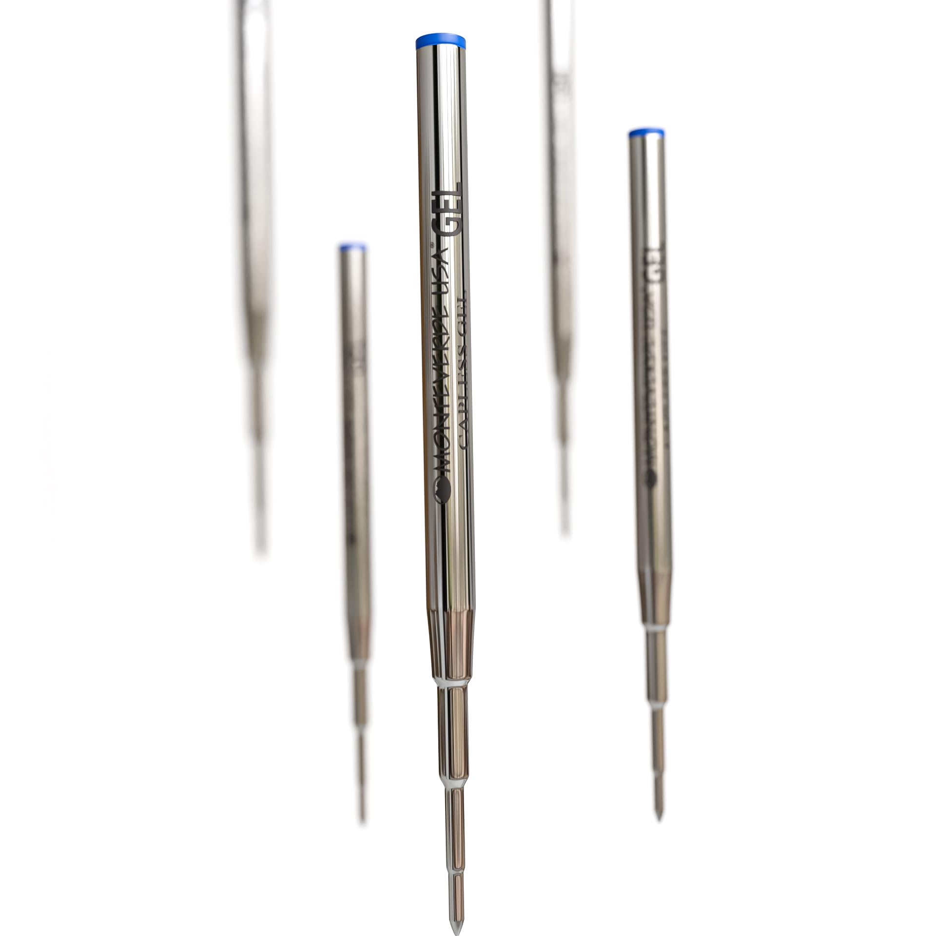 Monteverde Medium Gel Ballpoint Refill for Montblanc Pens - 6 Pack Blue Ink (M433BU) - Smooth Writing for Office, School & Everyday Use